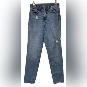 Old Navy OG Straight High Rise Jeans Ankle Size 0 Slimming Pockets Raw Hem